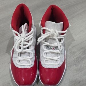 Air Jordan 11 Concord Bred Style High-Top Sneakers - White & Red